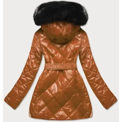 Lesklá dámská zimní bunda MODA756 karamelová
