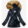 Lesklá dámská zimní bunda MODA673 modrá