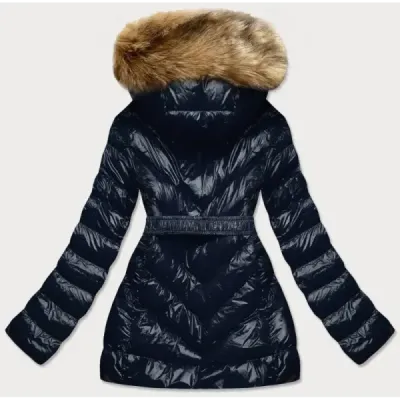 Lesklá dámská zimní bunda MODA673 modrá