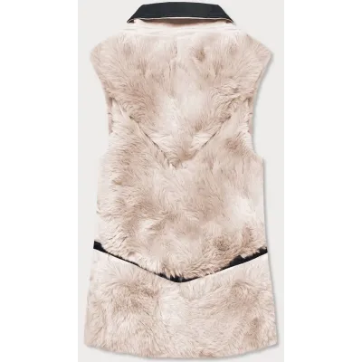 Elegantní dámská vesta z kožešinou MODA9593 krémová