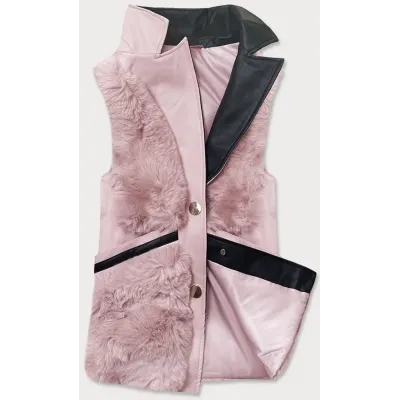 Elegantní dámská vesta z kožešinou MODA9593 růžová