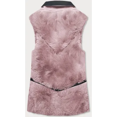 Elegantní dámská vesta z kožešinou MODA9593 růžová