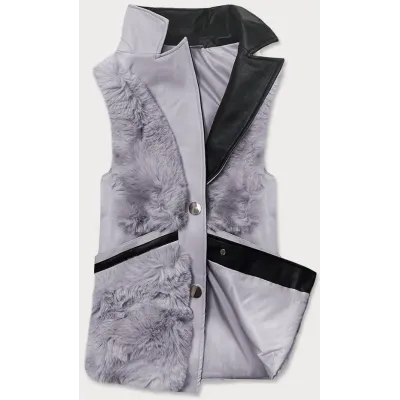 Elegantní dámská vesta z kožešinou MODA9593 šedá