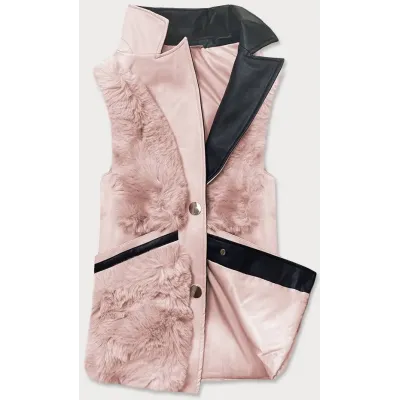 Elegantní dámská vesta z kožešinou MODA9593 lososová