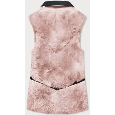 Elegantní dámská vesta z kožešinou MODA9593 lososová