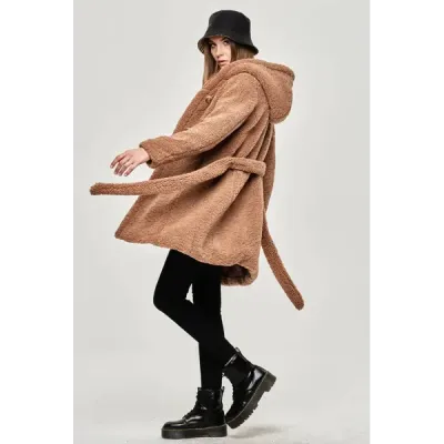Dámský kabát MODA229 hnědý
