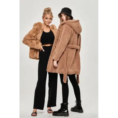 Dámský kabát MODA229 hnědý