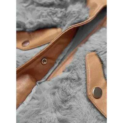 Dámská elegantní vesta z eko-kůže MODA592 karamelovo-šedá