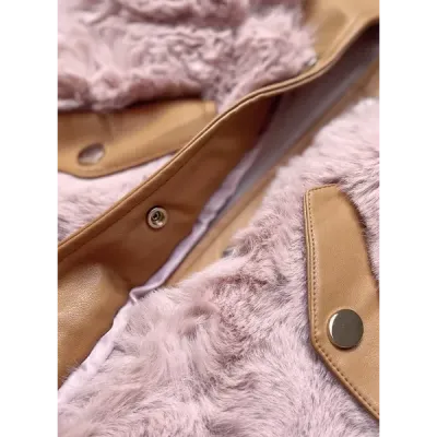 Dámská elegantní vesta z eko-kůže MODA592 karamelovo-růžová