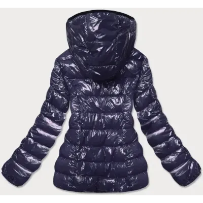 Lesklá dámská zimní bunda MODA583 tmavě modrá