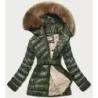 Dámská lesklá zimní bunda MODA674 khaki