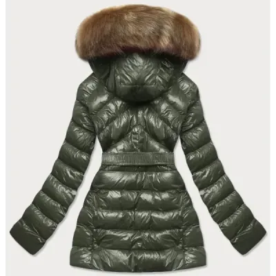 Dámská lesklá zimní bunda MODA674 khaki