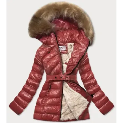 Dámská lesklá zimní bunda MODA674 bordó