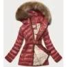 Dámská lesklá zimní bunda MODA674 bordó