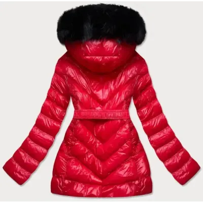 Lesklá dámská zimní bunda MODA673 červená