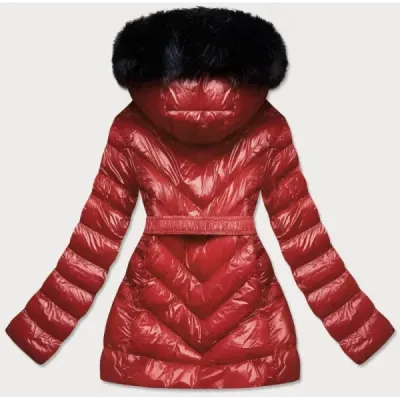 Lesklá dámská zimní bunda MODA673 bordó