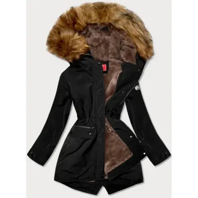 Dámská zimní parka z kožíškem MODA1312 černá