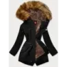 Dámská zimní parka z kožíškem MODA1312 černá