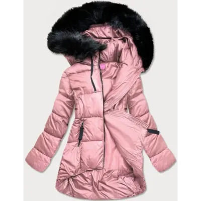 Dámská asymetrická zimní bunda MODA8953 růžová