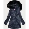 Dámská asymetrická zimní bunda MODA8953 tmavě modrá