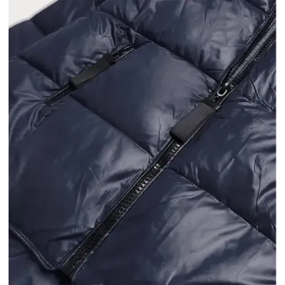 Dámská asymetrická zimní bunda MODA8953 tmavě modrá