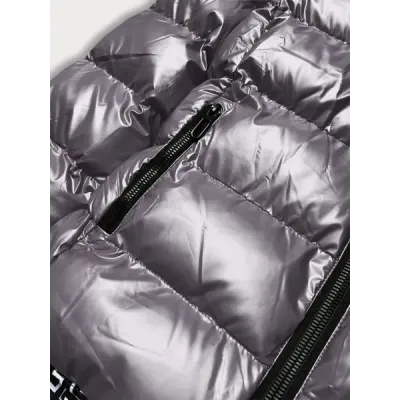 Dámská metalická zimní bunda s kapucí MODA808X šedá
