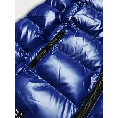Dámská metalická zimní bunda s kapucí MODA808X modrá