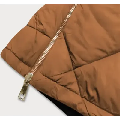 Dámská oboustranná zimní bunda MODA210A5 černá-karamel