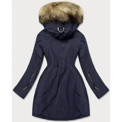 Dámská zimní bunda parka s kožešinou MODA1506 tmavě modrá