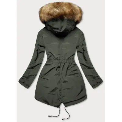 Dámská oboustranná zimní bunda MODA1508 army-šedá
