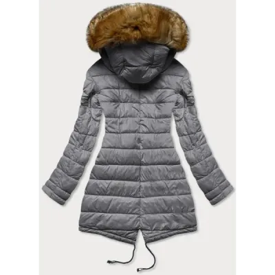 Dámská oboustranná zimní bunda MODA1508 army-šedá