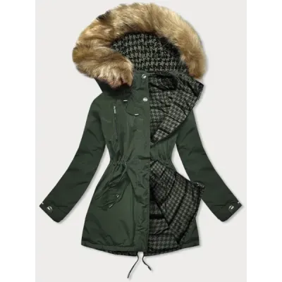 Oboustranná dámská zimní bunda MODA557BIG khaki