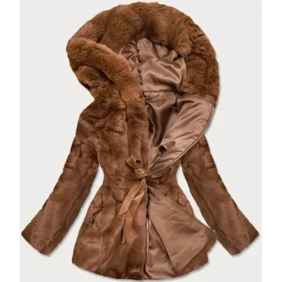Dámská podzimní kožešinová bunda MODA743 hnědá