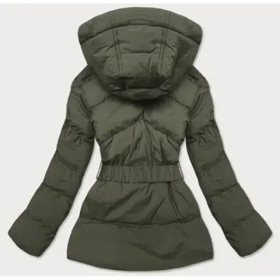 Dámská prošívaná přechodná bunda s páskem MODA060 khaki
