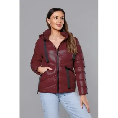 Dámská krátká zimní bunda MODA3066 višňová