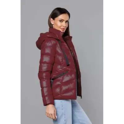 Dámská krátká zimní bunda MODA3066 višňová