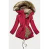 Dámská zimní bunda parka s kožešinou MODA1207 červená
