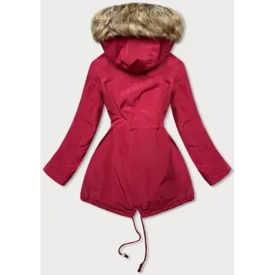 Dámská zimní bunda parka s kožešinou MODA1207 červená