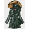 Lesklá dámská zimní bunda MODA1008 tmavě zelená
