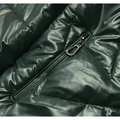 Lesklá dámská zimní bunda MODA1008 tmavě zelená