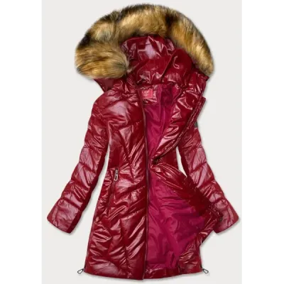 Lesklá dámská zimní bunda MODA1008 červená