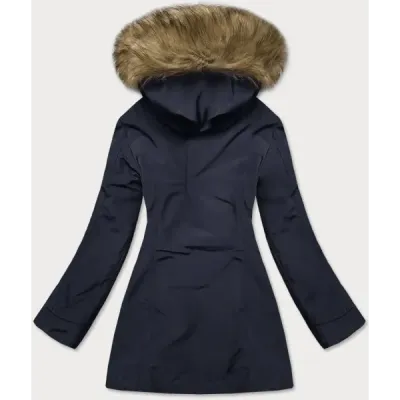 Dámská zimní bunda s kožešinou MODA1005 tmavě modrá