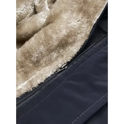 Dámská zimní bunda s kožešinou MODA1005 tmavě modrá