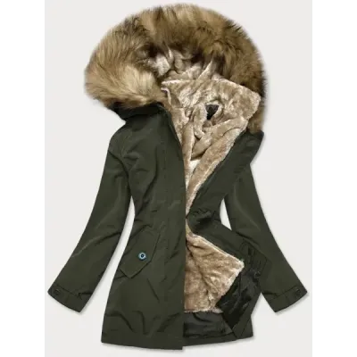 Dámská zimní bunda s kožešinou MODA1005 army