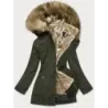 Dámská zimní bunda s kožešinou MODA1005 army