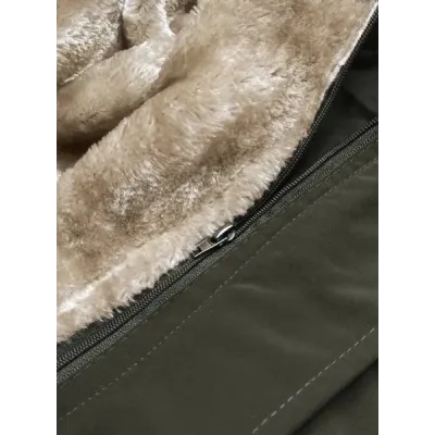 Dámská zimní bunda s kožešinou MODA1005 army