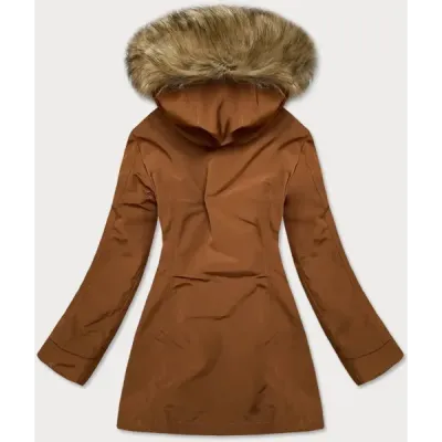 Dámská zimní bunda s kožešinou MODA1005 karamelová
