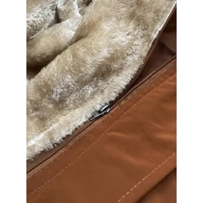 Dámská zimní bunda s kožešinou MODA1005 karamelová