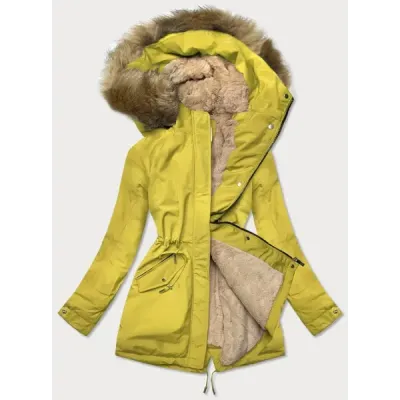 Teplá dámská zimní bunda MODA559 žlutá 2