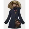 Dámská zimní bunda s kapucí MODA1308 tmavě modrá